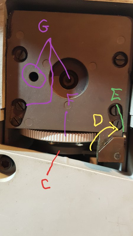 Orthoplan viewed from underside showing swing out lens adjustment and housing.