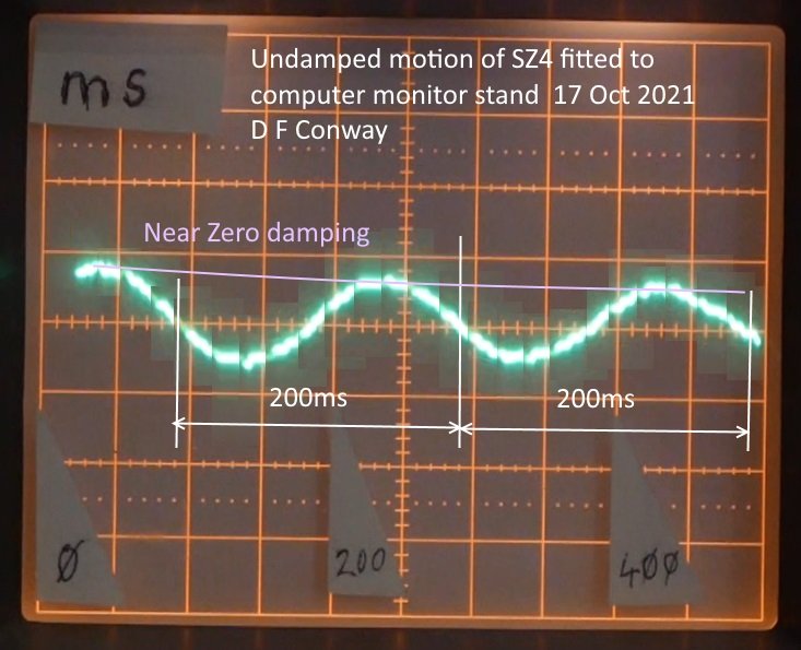 Tapping the SZ4 excited oscillation, measured with the Gill Blade 25.  There is almost no damping.  The period of oscillation was measured at 200ms.